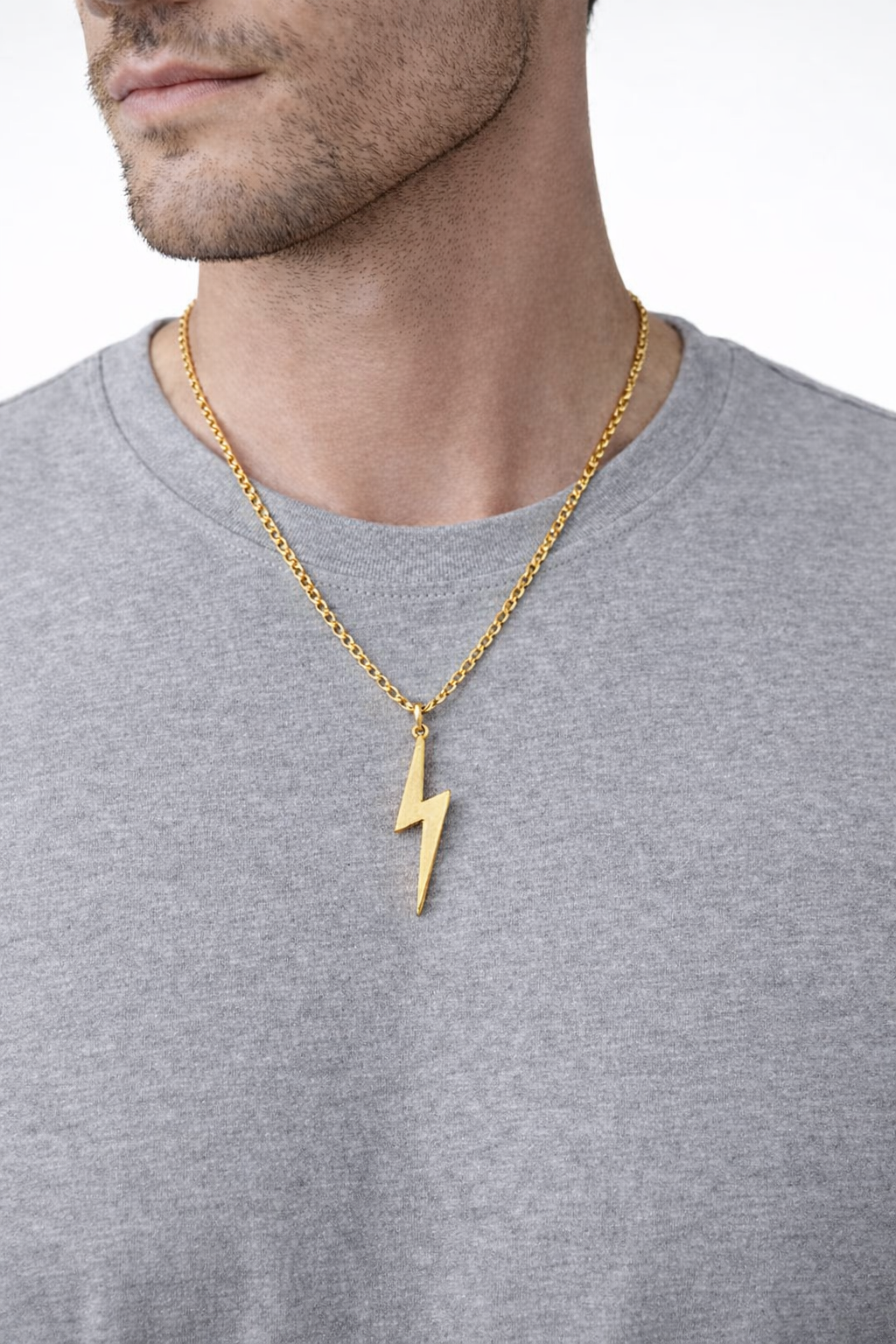 Lightning Bolt Necklace – Minimalist Statement Pendant Chain