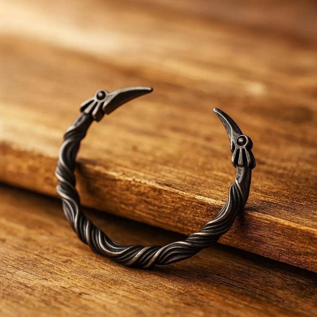 Viking Dragon Claw Bracelet – Norse Arm Ring in Antiqued Steel Look