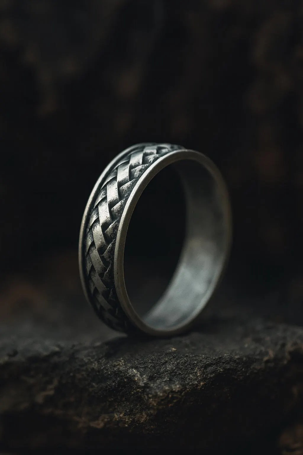 Silver braided ring for men – Viking wedding band, rustic Celtic ring