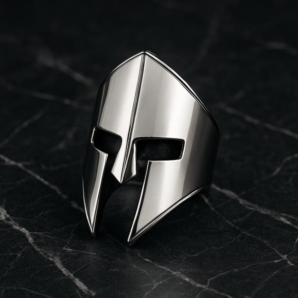 Viking Spartan Helmet Ring: Stainless Steel Warrior Jewelry