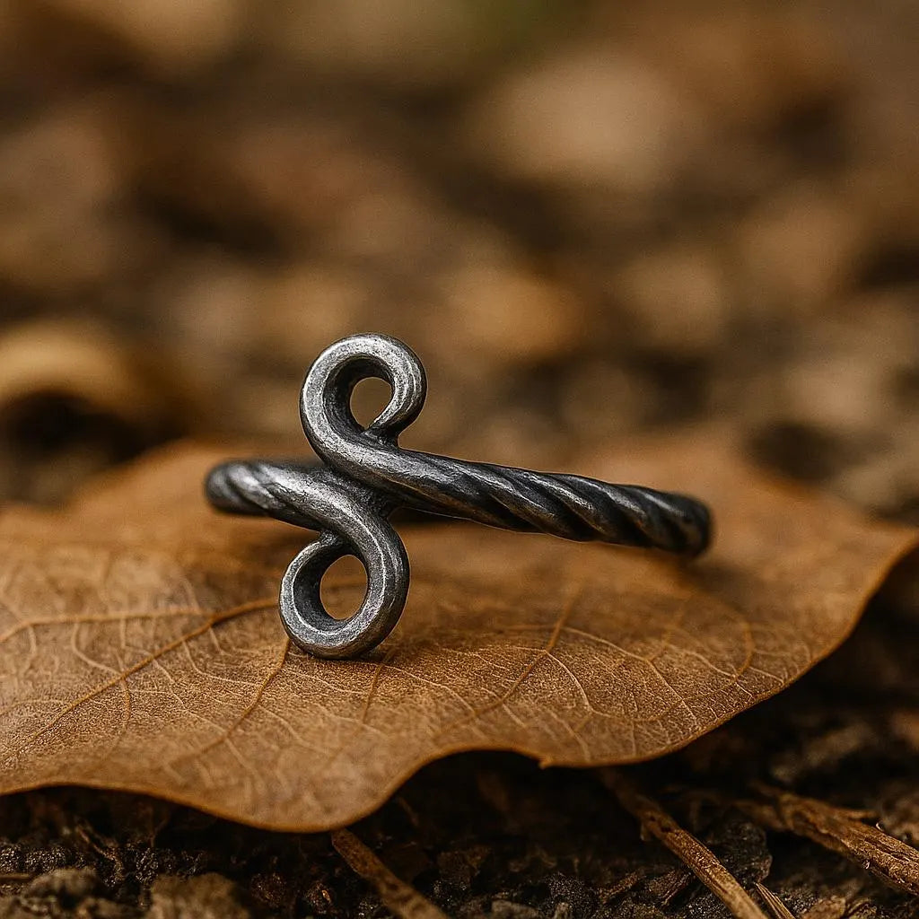 Oxidized Sterling Silver Spiral Ring: Adjustable Boho Celtic Jewelry